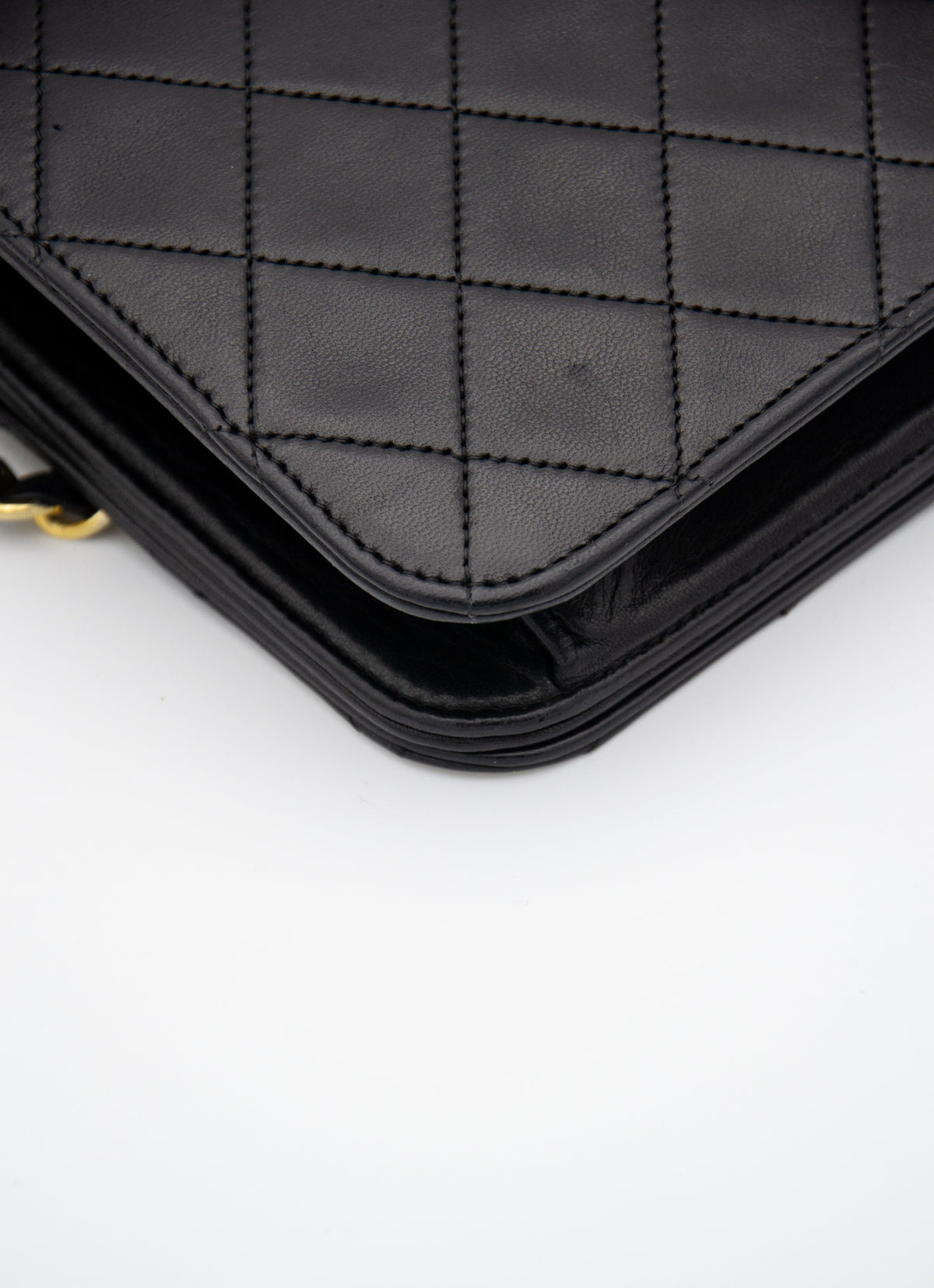 Vintage Chanel Timeless Single Flap Bag in Black Lambskin Leather