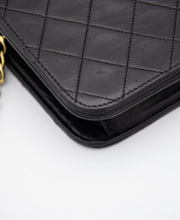 Vintage Chanel Timeless Single Flap Bag in Black Lambskin Leather