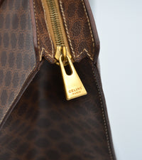 Sac Tote Céline XL en toile Macadam et cuir caramel – Vintage
