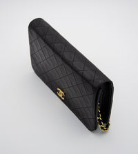 Vintage Chanel Timeless Single Flap Bag in Black Lambskin Leather
