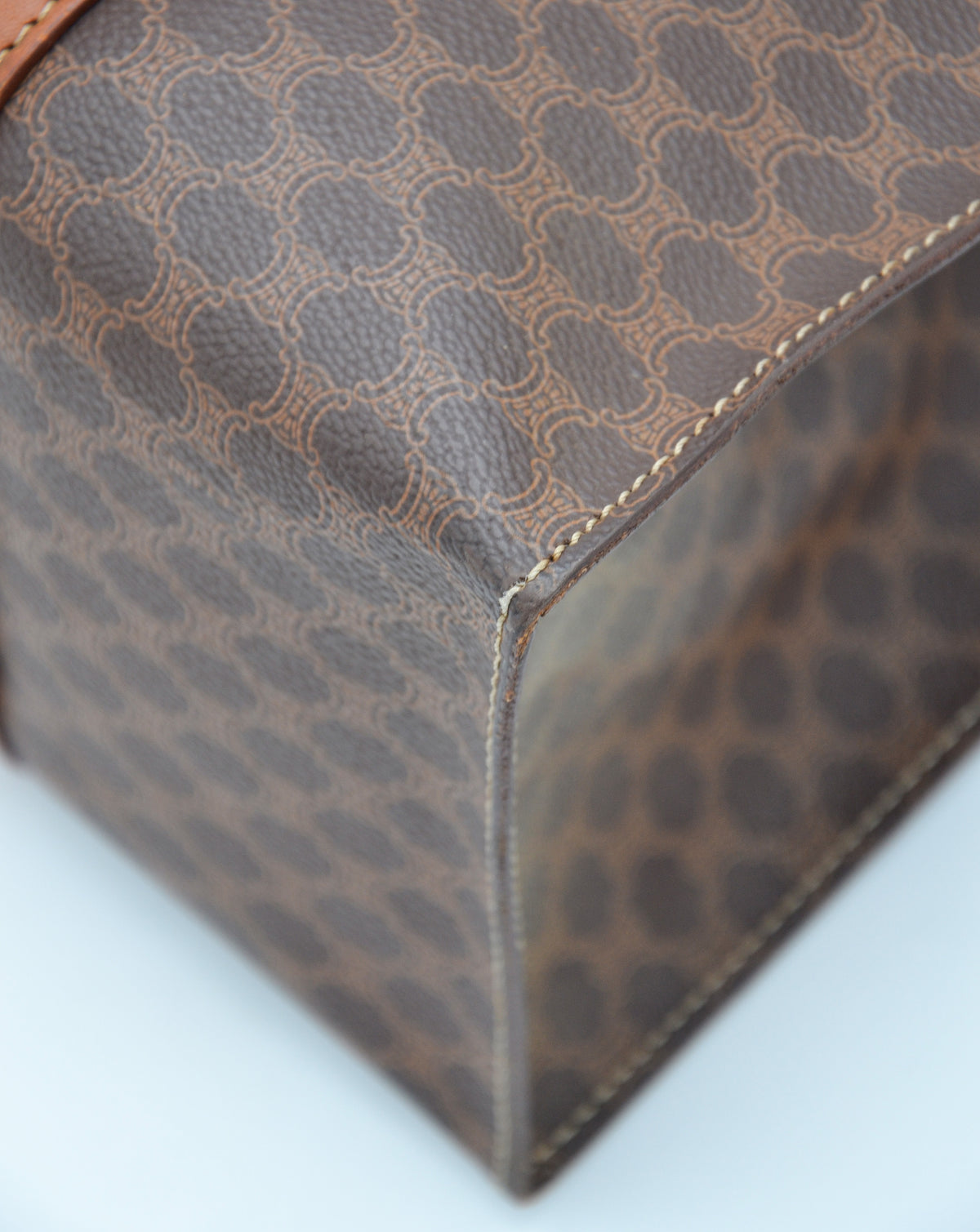 Sac Tote Céline XL en toile Macadam et cuir caramel – Vintage