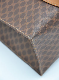 Sac Tote Céline XL en toile Macadam et cuir caramel – Vintage