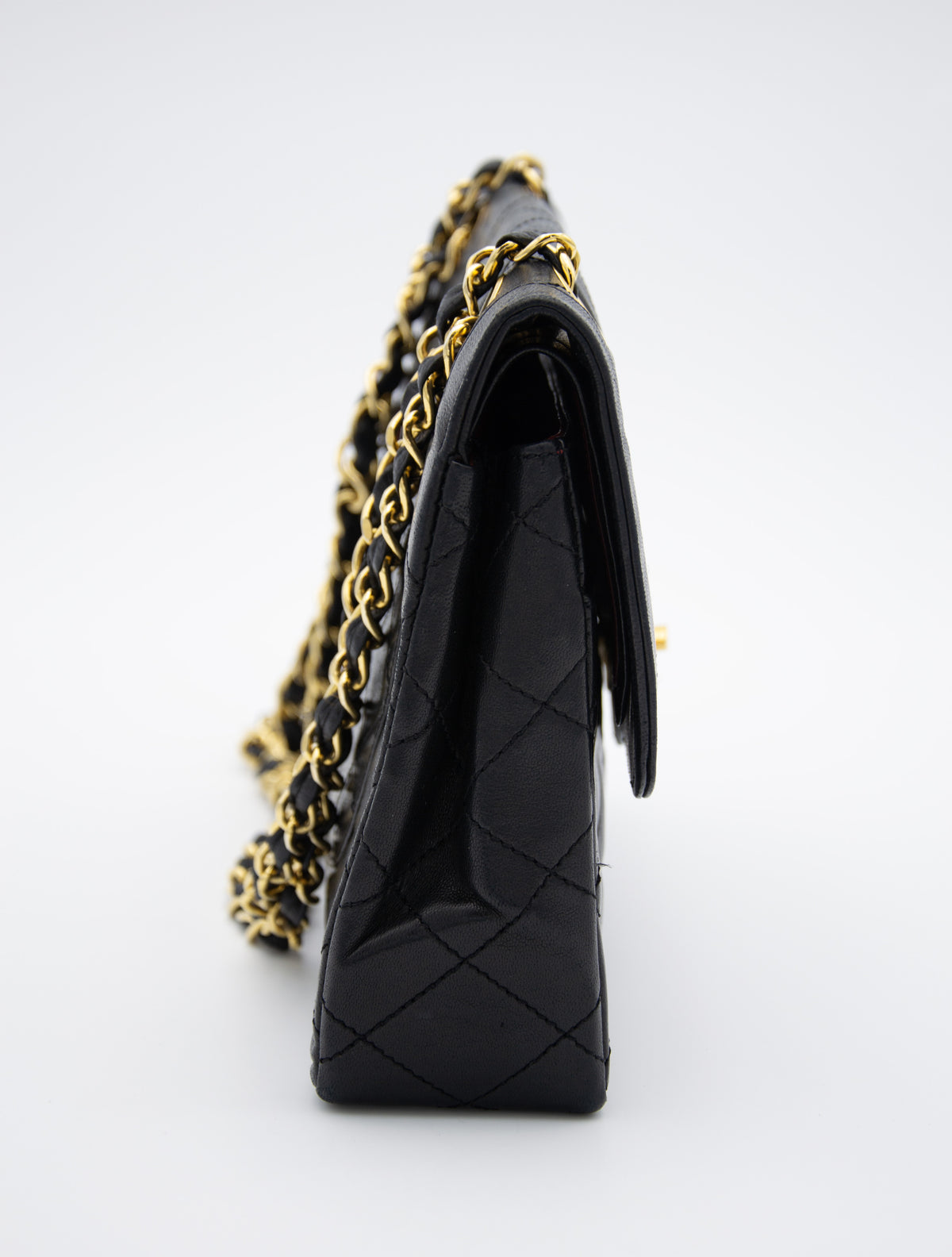 Vintage Chanel Double Flap Bag in Black Quilted Lambskin Leather (1986-1988)