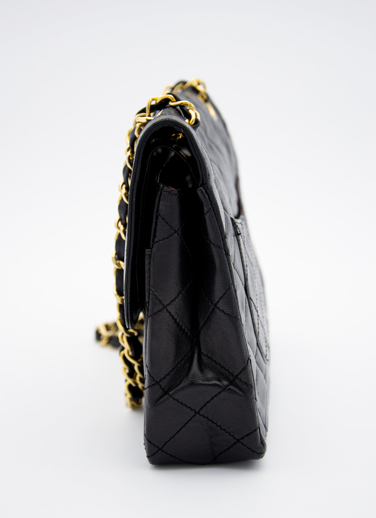 Vintage Chanel Double Flap Bag in Black Quilted Lambskin Leather (1986-1988)