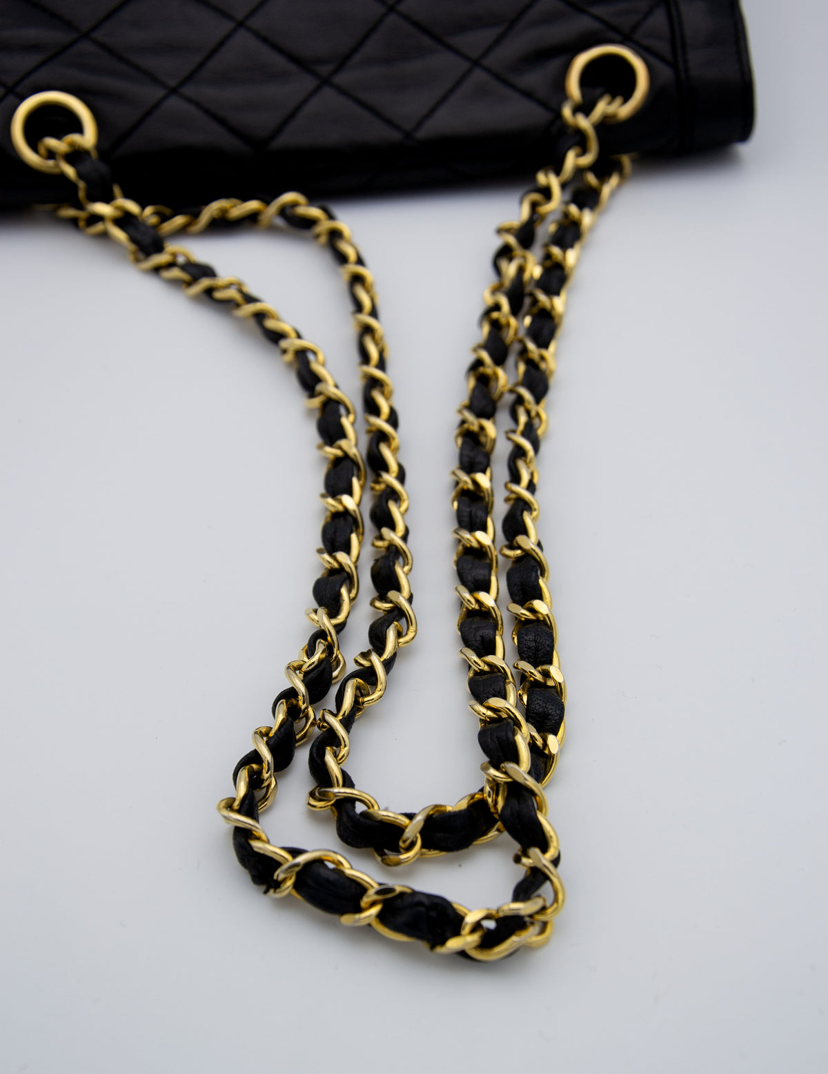 Vintage Chanel Double Flap Bag in Black Quilted Lambskin Leather (1986-1988)