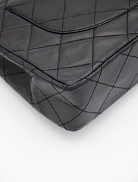Vintage Chanel Double Flap Bag in Black Quilted Lambskin Leather (1986-1988)