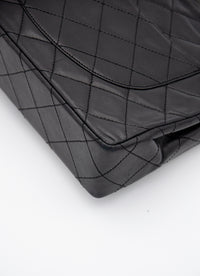 Vintage Chanel Double Flap Bag in Black Quilted Lambskin Leather (1986-1988)