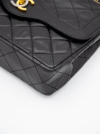 Vintage Chanel Double Flap Bag in Black Quilted Lambskin Leather (1986-1988)