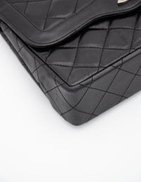 Vintage Chanel Double Flap Bag in Black Quilted Lambskin Leather (1986-1988)