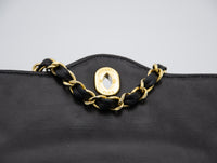 Vintage Chanel Double Flap Bag in Black Quilted Lambskin Leather (1986-1988)