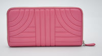 Portefeuille Prada Diagram Long en Cuir Rose Embossé