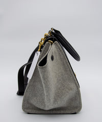 Sac trapèze Celine en cuir lisse noir et laine feutrée grise