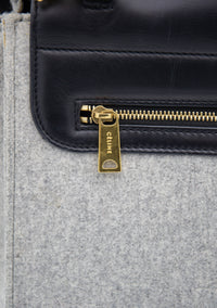 Sac trapèze Celine en cuir lisse noir et laine feutrée grise