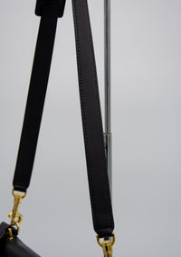 Sac trapèze Celine en cuir lisse noir et laine feutrée grise