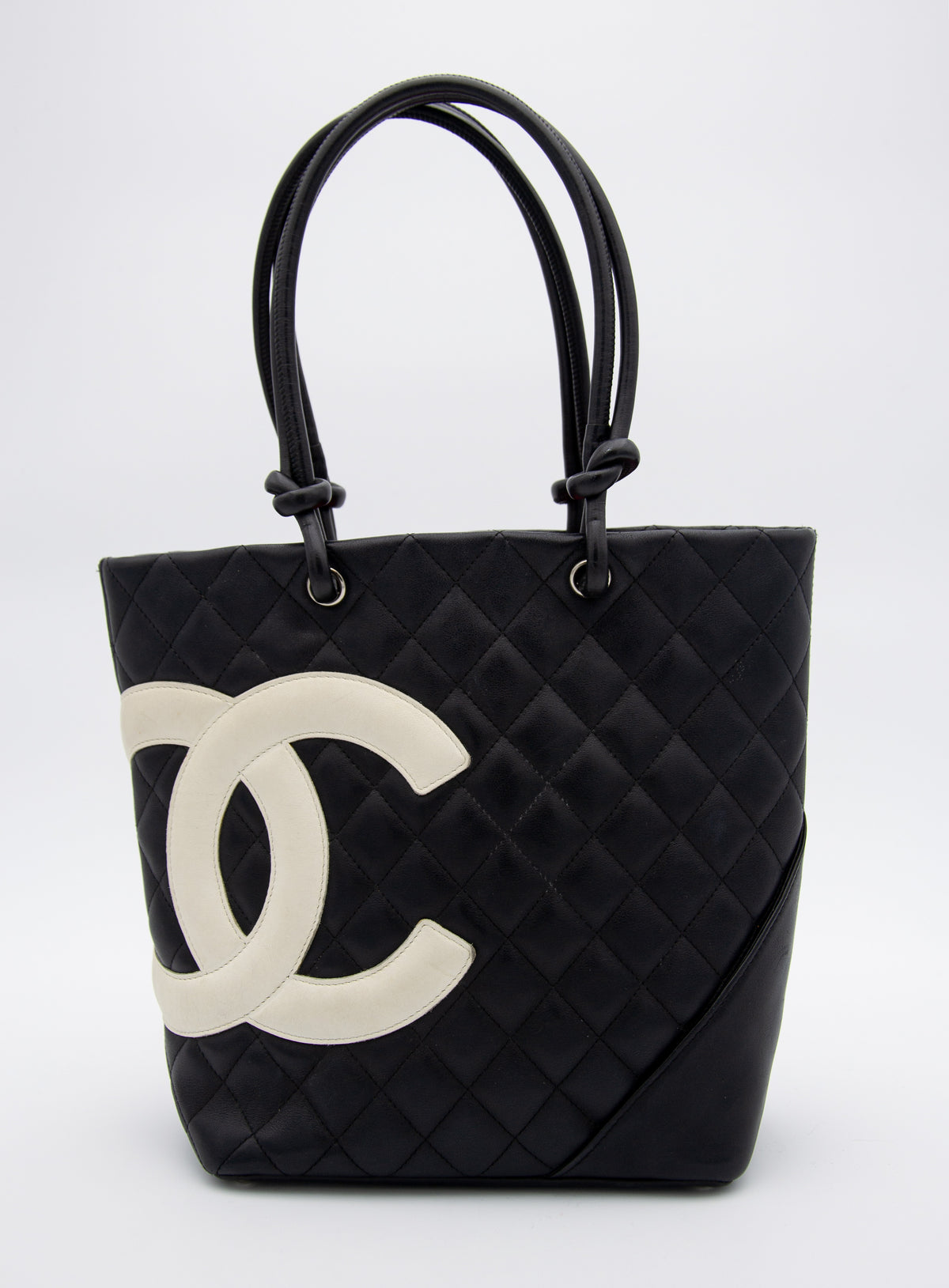 Vintage Chanel Cambon Tote Bag in Black Leather