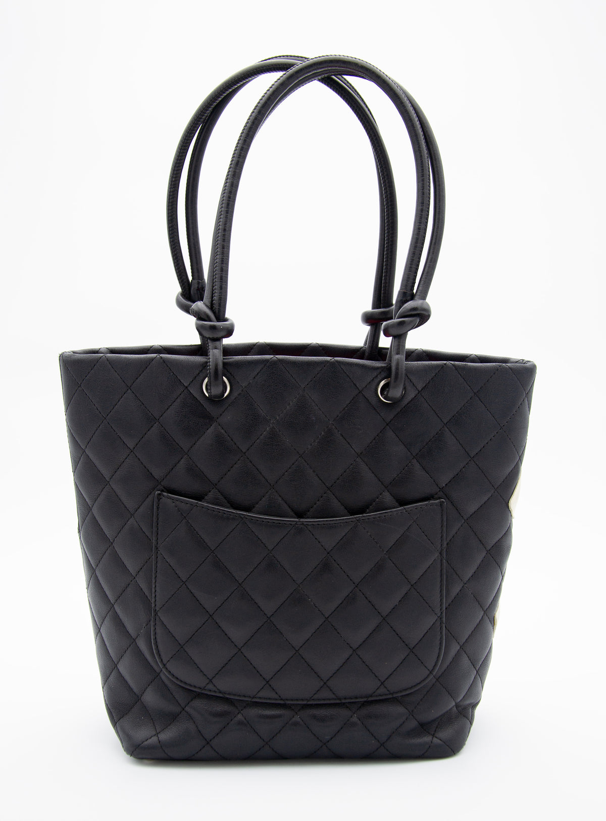 Vintage Chanel Cambon Tote Bag in Black Leather
