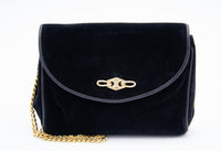 Sac Céline Vintage Daim Noir – Chaîne Triomphe & Fermoir Strass