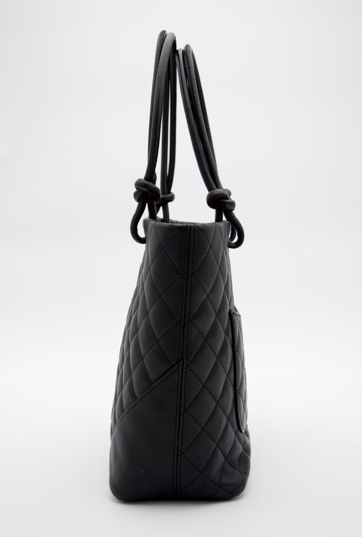 Vintage Chanel Cambon Tote Bag in Black Leather