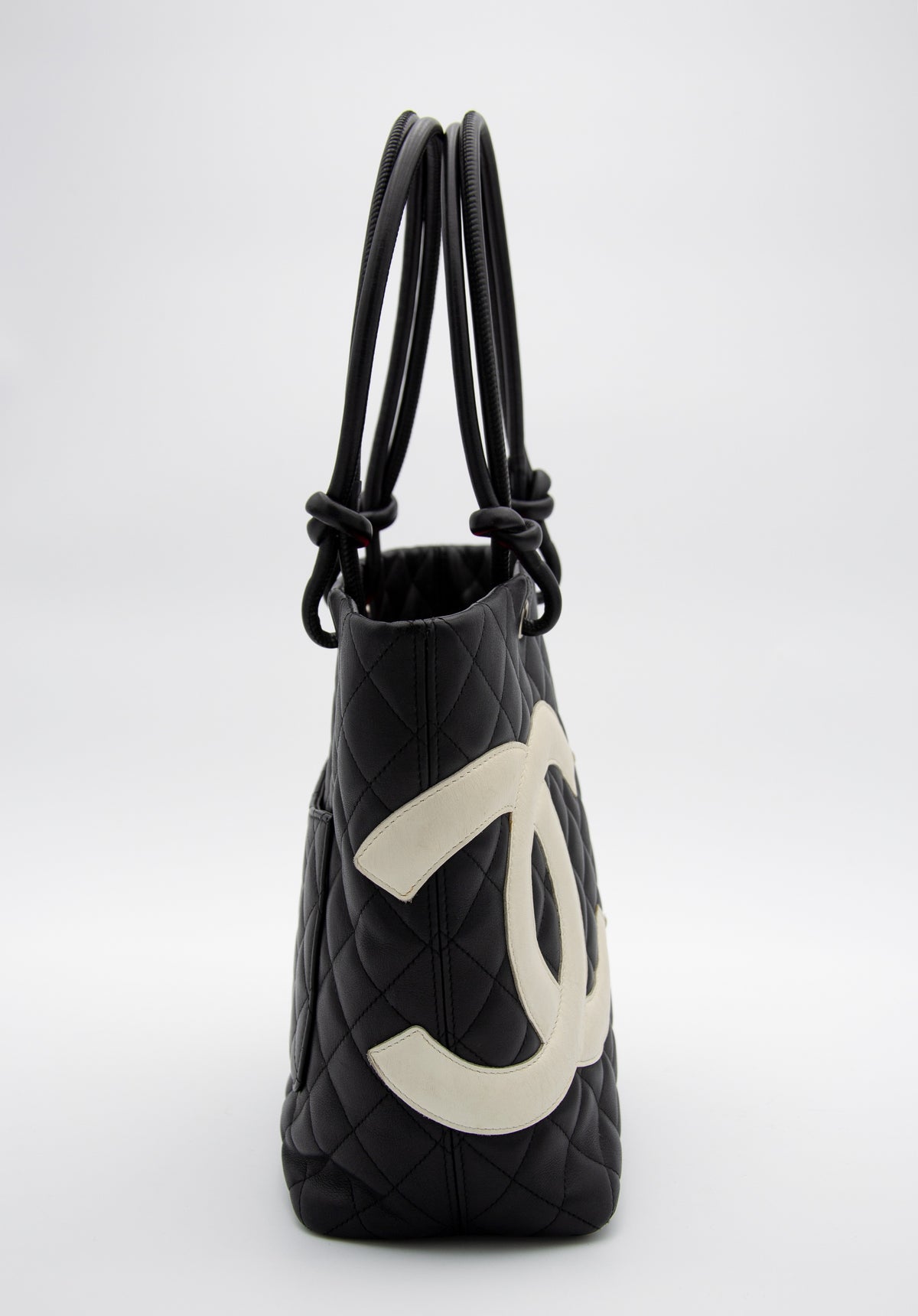 Vintage Chanel Cambon Tote Bag in Black Leather