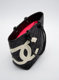 Vintage Chanel Cambon Tote Bag in Black Leather