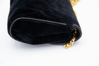 Sac Céline Vintage Daim Noir – Chaîne Triomphe & Fermoir Strass
