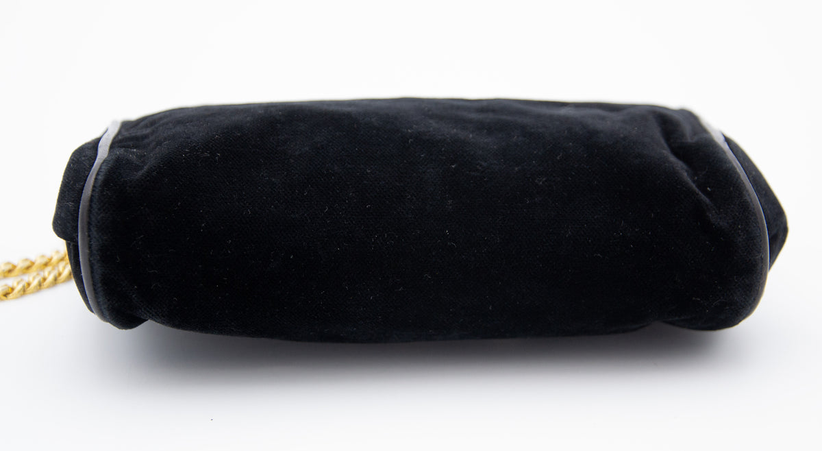 Sac Céline Vintage Daim Noir – Chaîne Triomphe & Fermoir Strass