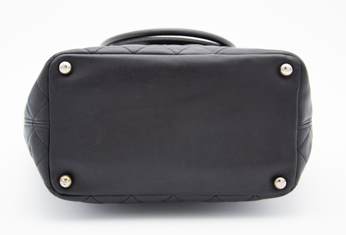 Vintage Chanel Cambon Tote Bag in Black Leather