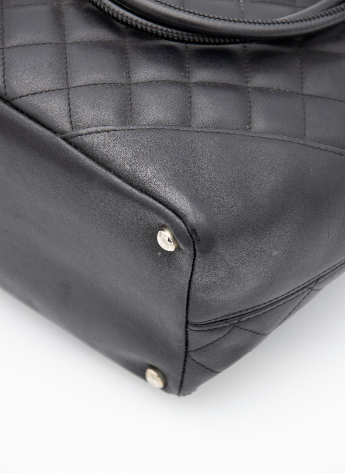 Vintage Chanel Cambon Tote Bag in Black Leather