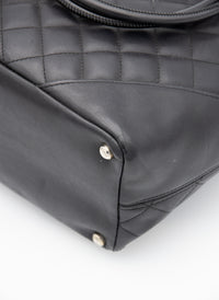 Vintage Chanel Cambon Tote Bag in Black Leather