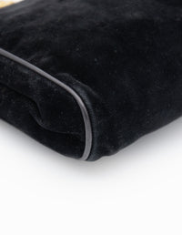 Sac Céline Vintage Daim Noir – Chaîne Triomphe & Fermoir Strass