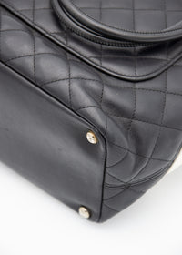 Vintage Chanel Cambon Tote Bag in Black Leather