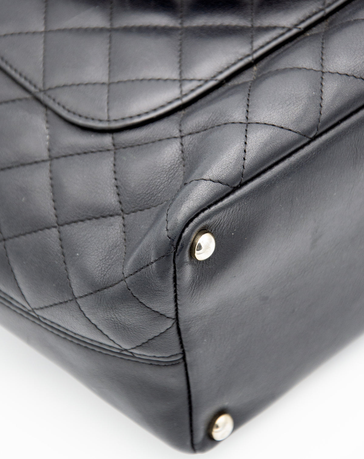 Vintage Chanel Cambon Tote Bag in Black Leather