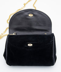 Sac Céline Vintage Daim Noir – Chaîne Triomphe & Fermoir Strass
