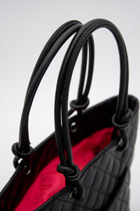 Vintage Chanel Cambon Tote Bag in Black Leather