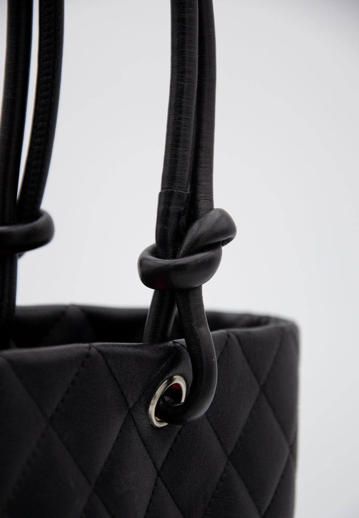 Vintage Chanel Cambon Tote Bag in Black Leather