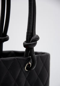 Vintage Chanel Cambon Tote Bag in Black Leather
