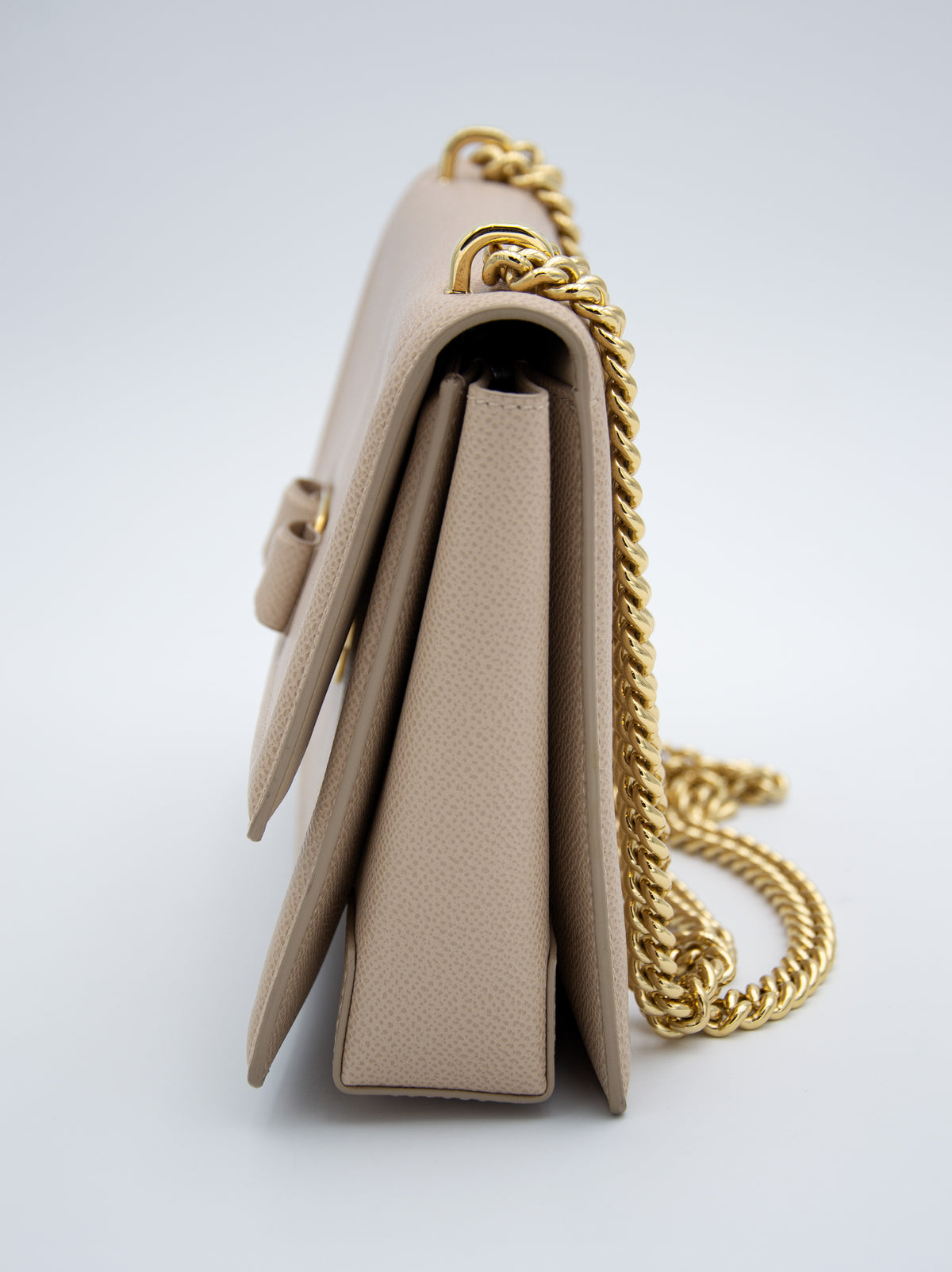 Sac Salvatore Ferragamo Ginny en Cuir Grainé Beige