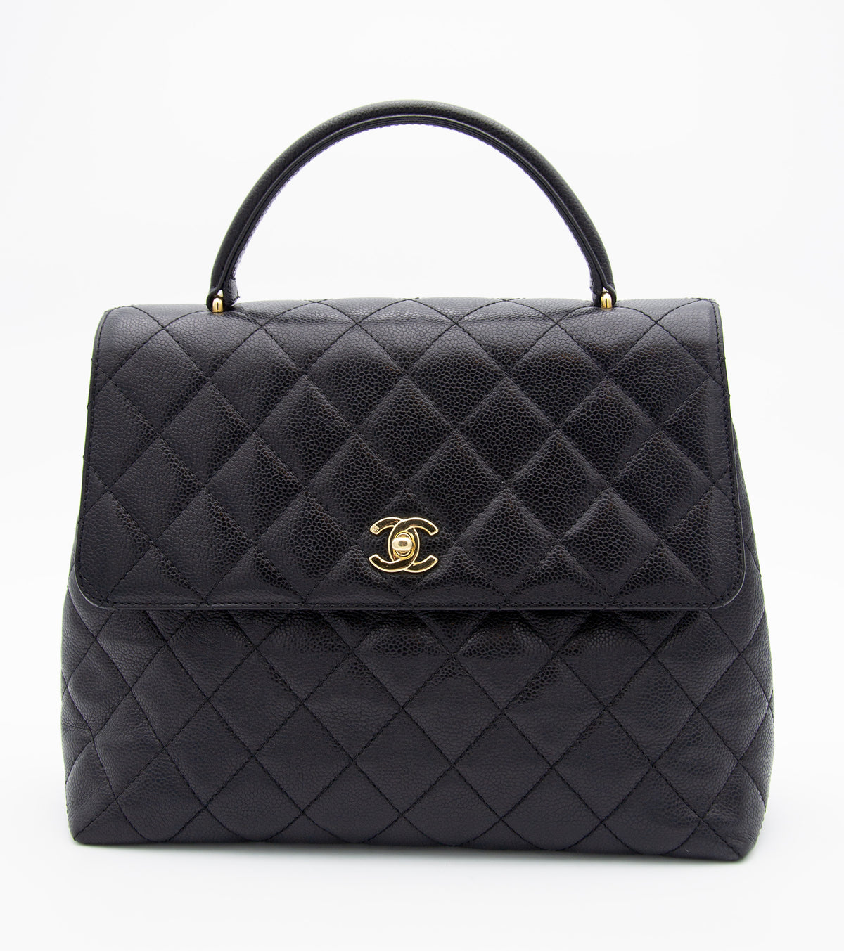 Vintage Chanel Top Handle Kelly Bag in Black Caviar Leather (2002-2003)