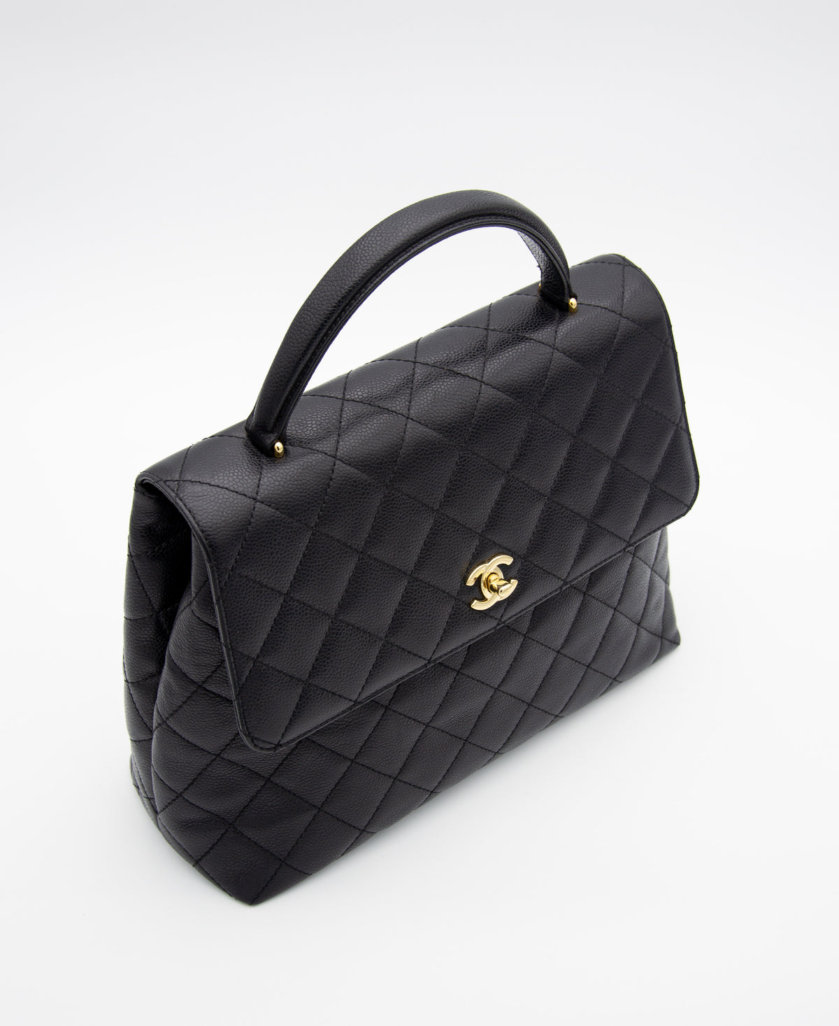 Vintage Chanel Top Handle Kelly Bag in Black Caviar Leather (2002-2003)