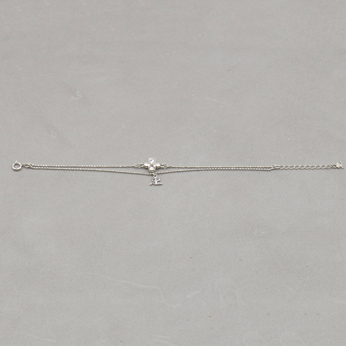 Bracelet fleur métal argenté