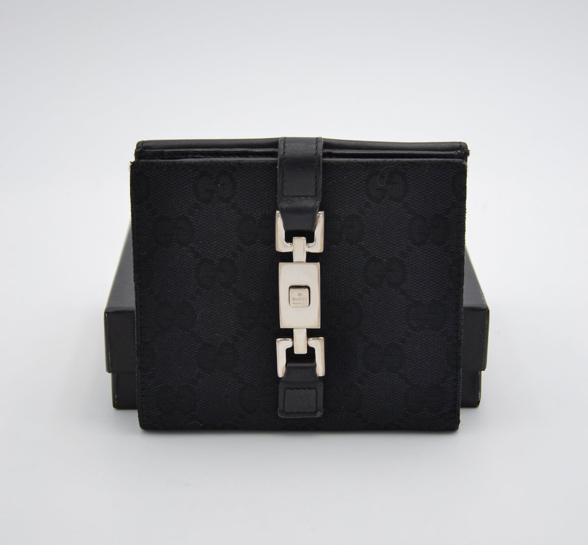 Portefeuille Gucci Vintage Toile GG Noir · Fermoir Jackie