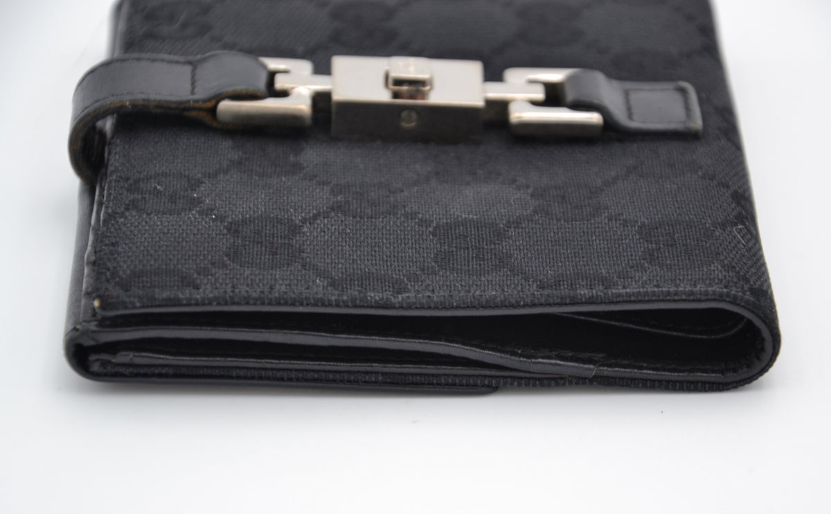Portefeuille Gucci Vintage Toile GG Noir · Fermoir Jackie