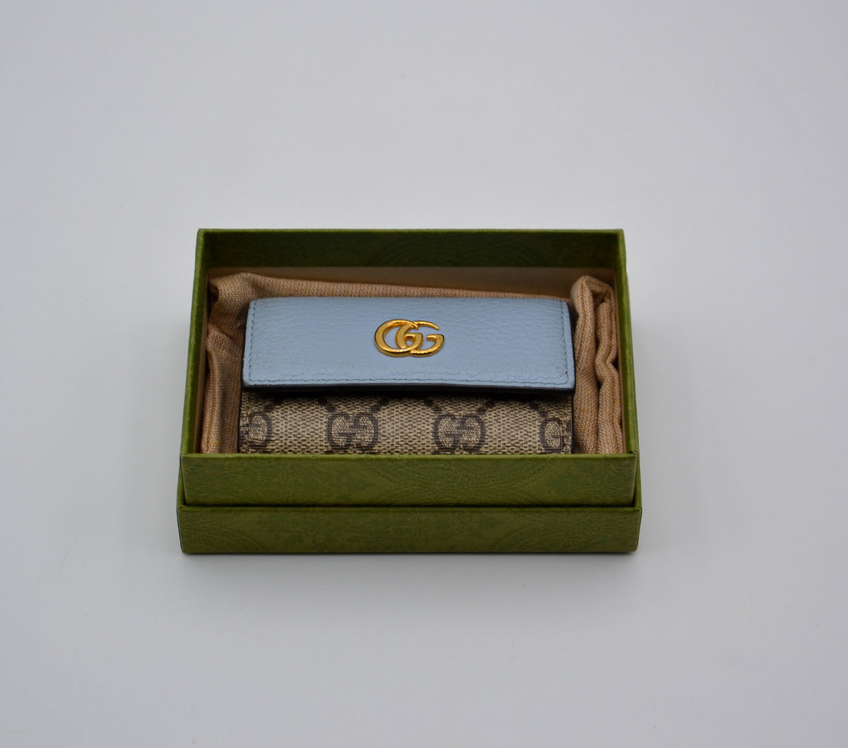 Porte-clés GG Marmont cuir bleu pastel