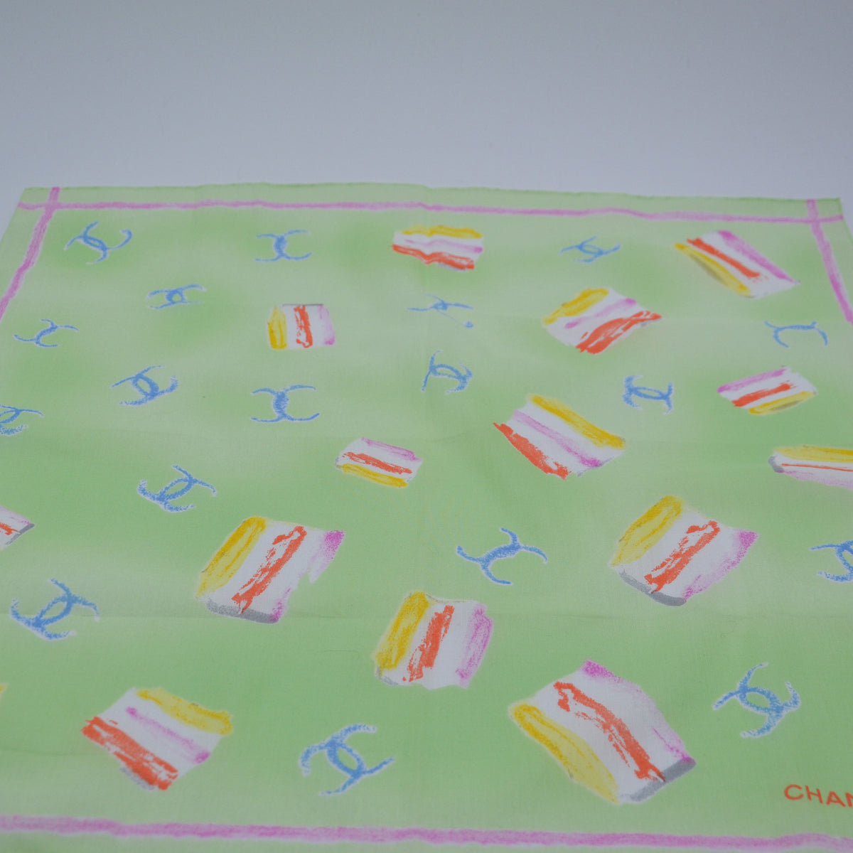 Foulard Chanel Coton Vert Pastel