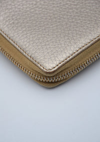 Portefeuille Gucci cuir grainé doré Bamboo zippy