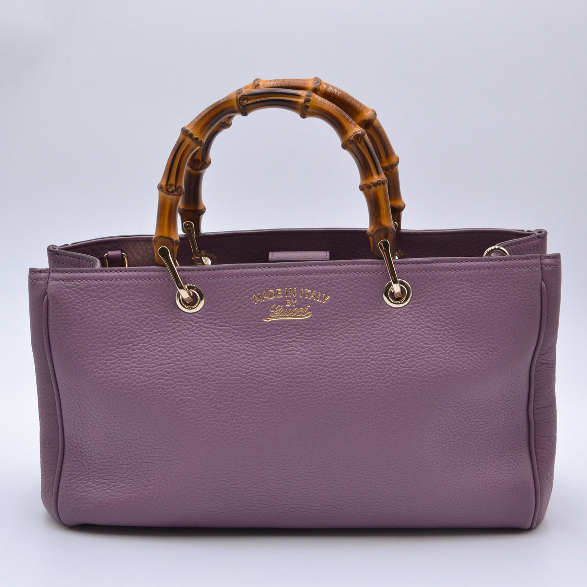 Shopper Gucci Bamboo Cuir Grainé mauve