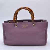 Shopper Gucci Bamboo Cuir Grainé mauve