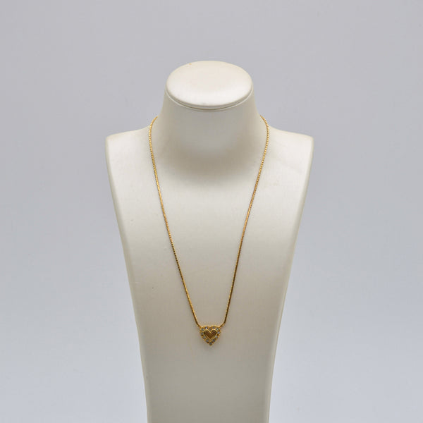 Collier coeur vintage plaqué or et strass