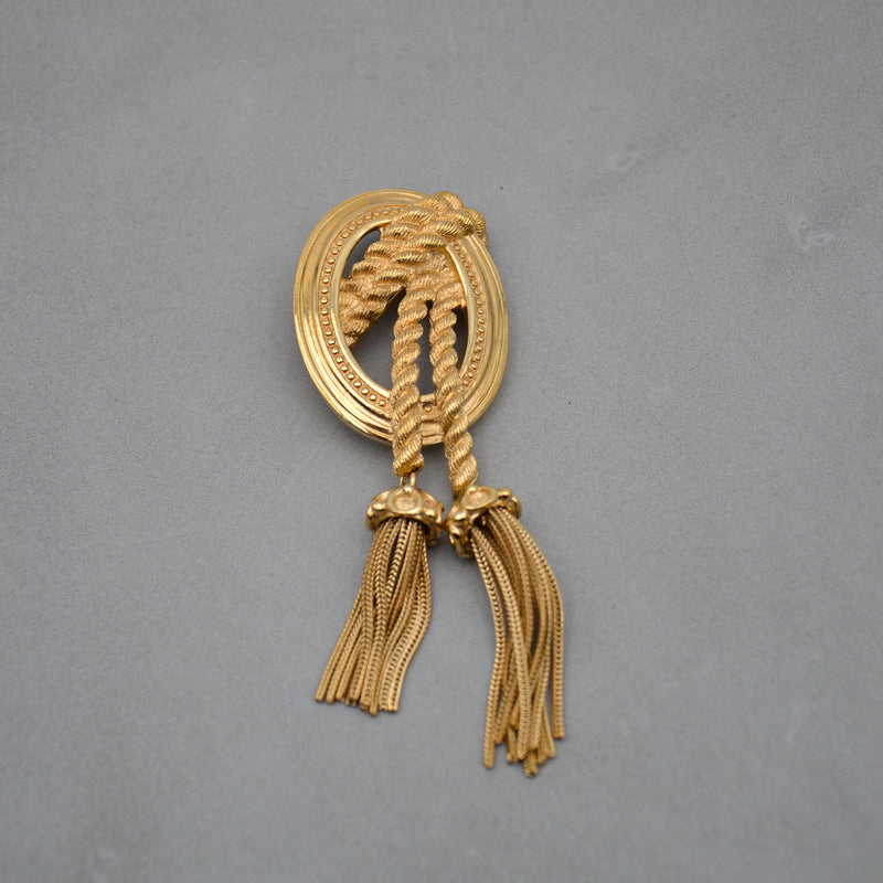 Christian Dior Broche Vintage Ovale Corde & Pompons Mobiles