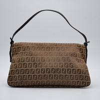 Fendi Baguette toile Zucchino jacquard marron
